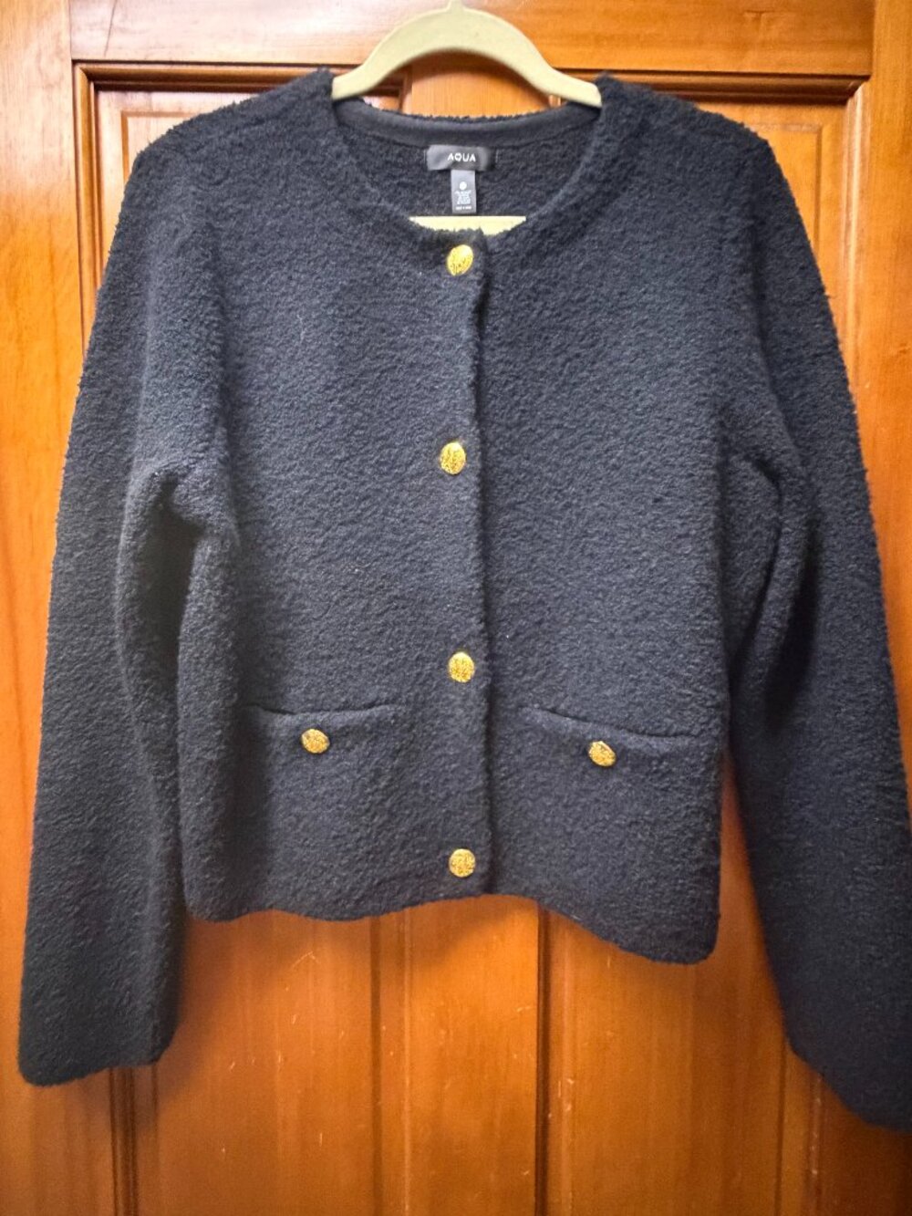 Bloomingdale’s, AQUA Boucle Knit Cardigan, Size Large